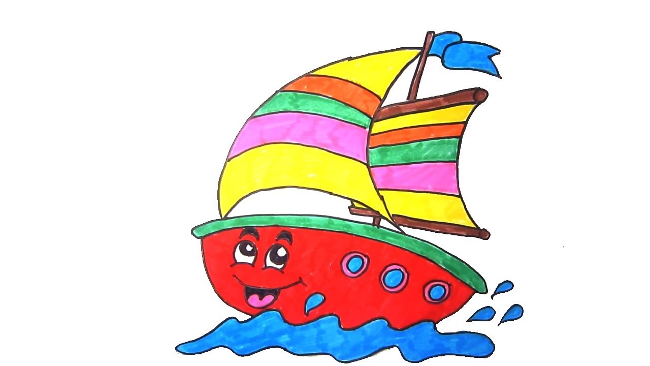 1280x720 How To Draw Boat Kids Drawing Video Learn To Draw Cartoon Boat