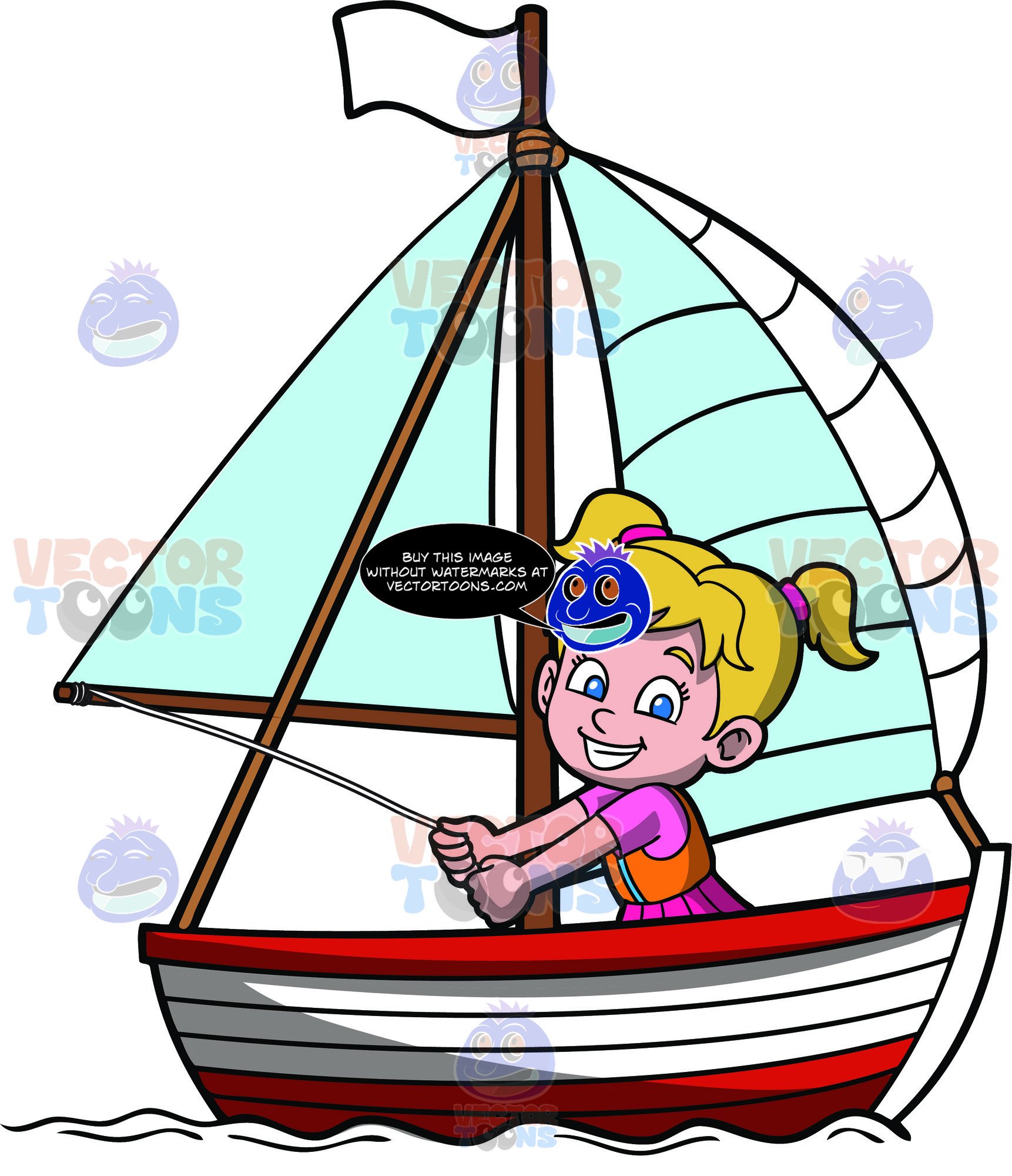 1722x2000 A Cute Girl Sailing A Boat Clipart Cartoons