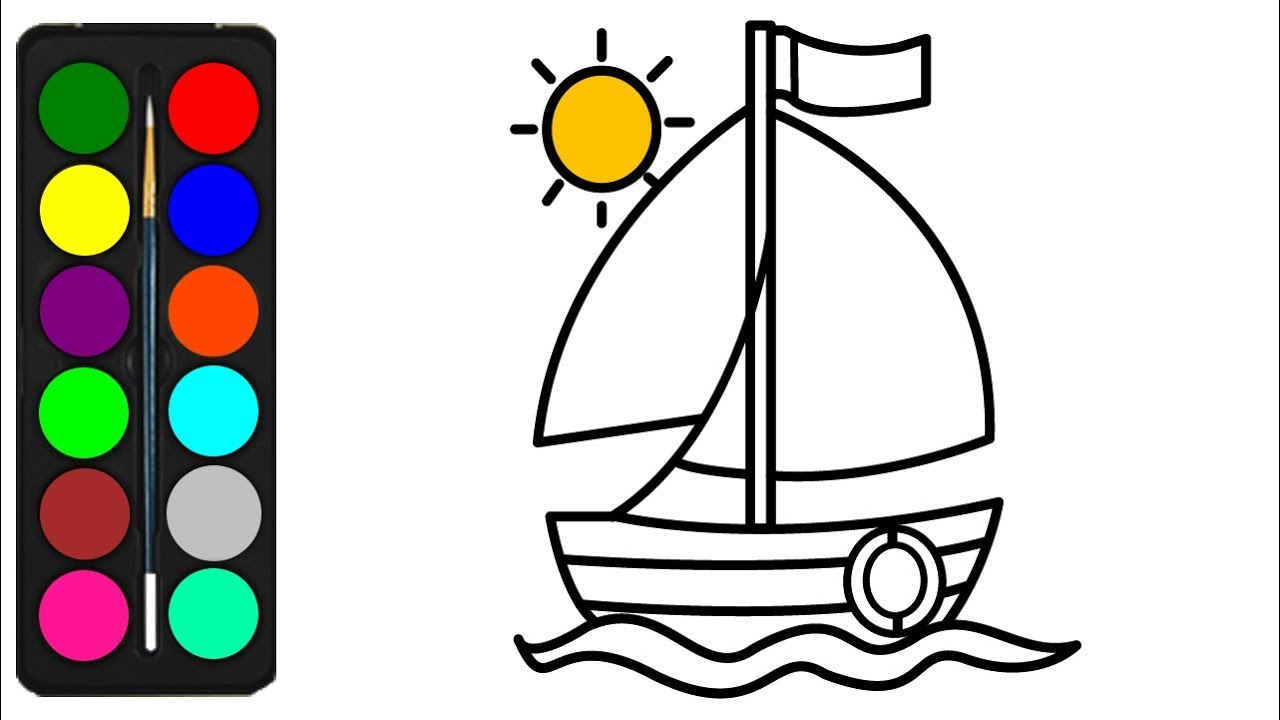 1280x720 Learn Colors With Boat Paint Boat Drawing And Coloring Pages