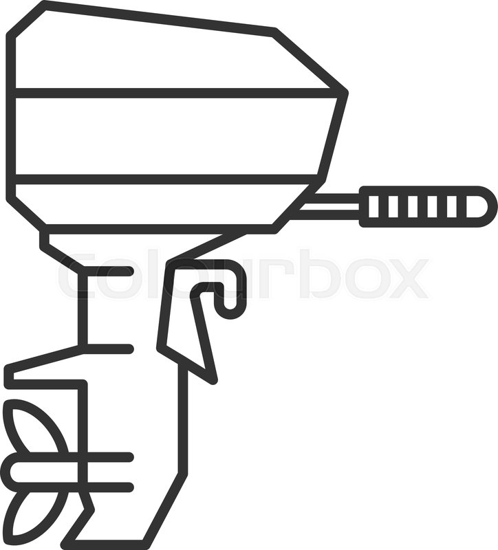 724x800 Outboard Boat Motor Linear Icon Thin Stock Vector Colourbox