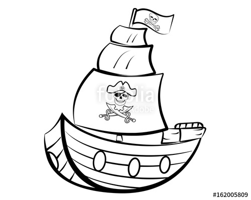 500x399 Pirate Ship Outline Illustration Vector Stock Image And Royalty