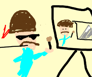 300x250 bob ross drawing himself drawing mountains