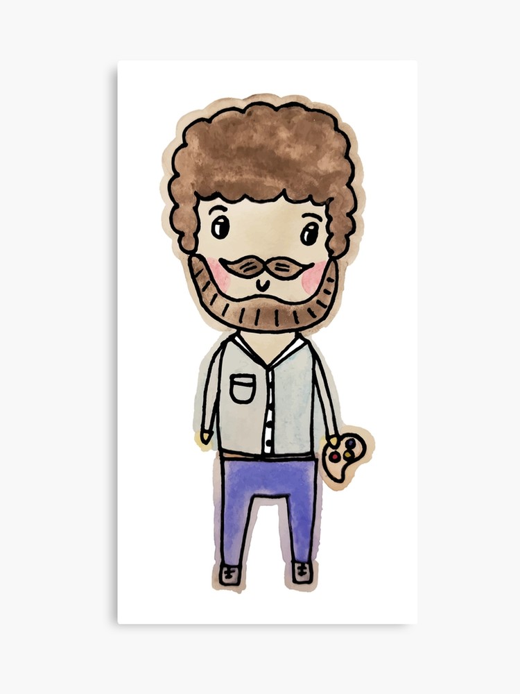 750x1000 bob ross watercolor doodle canvas print