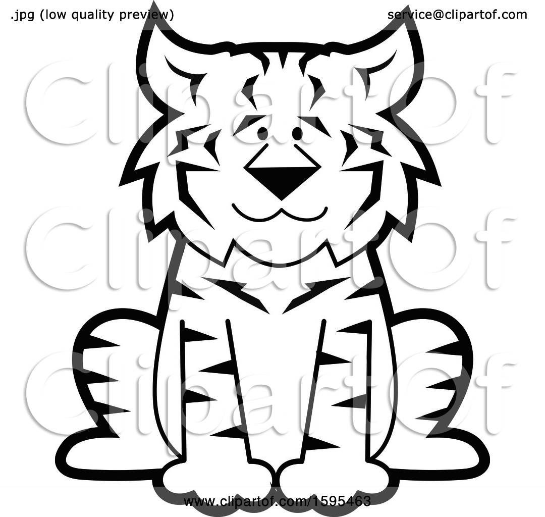 1080x1024 Clipart Of A Cartoon Black And White Bobcat School Sports Mascot