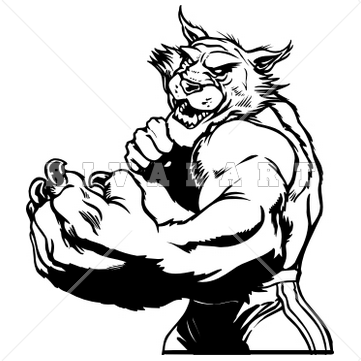 361x361 mascot clipart image of wildcats bobcats mascot black white fight