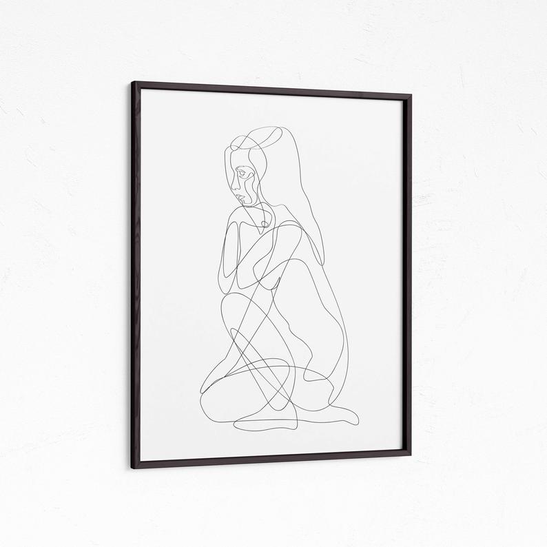 794x794 Abstract Line Drawing Printable Art Woman Wall Art Digital Etsy