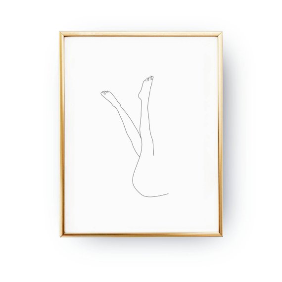 570x570 Female Legs Up, Simple Fashion, Woman Art, Line Drawing Print