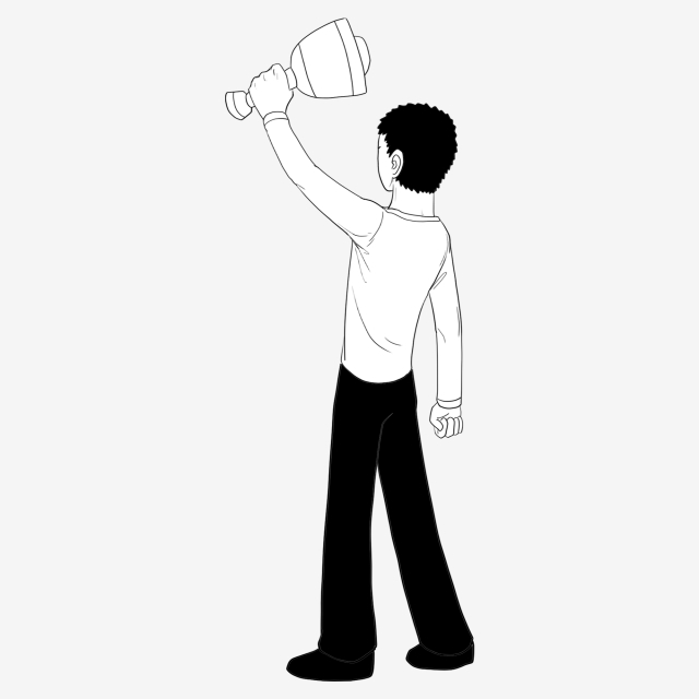 640x640 Hand Drawn Line Drawing Year End Award Full Body Character Cartoon