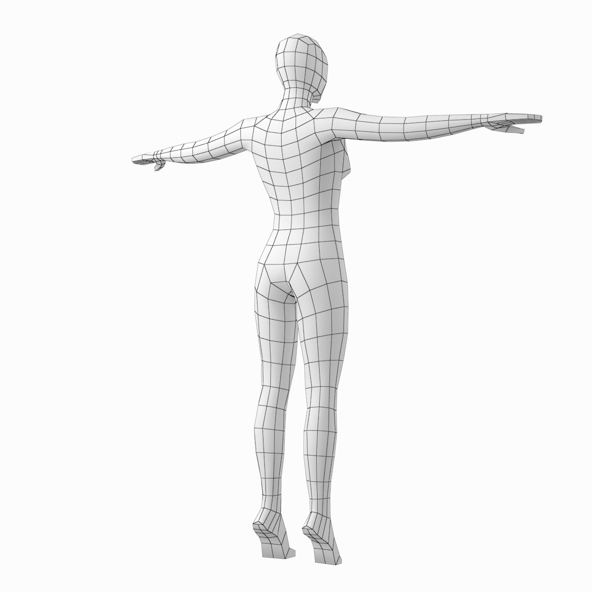 1200x1200 female body on toes base mesh in t pose model