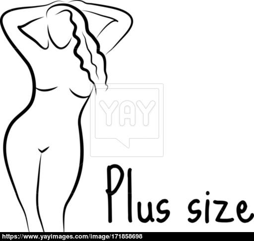 512x486 Plus Size Model Woman Sketch Hand Drawing Style Fashion Logo