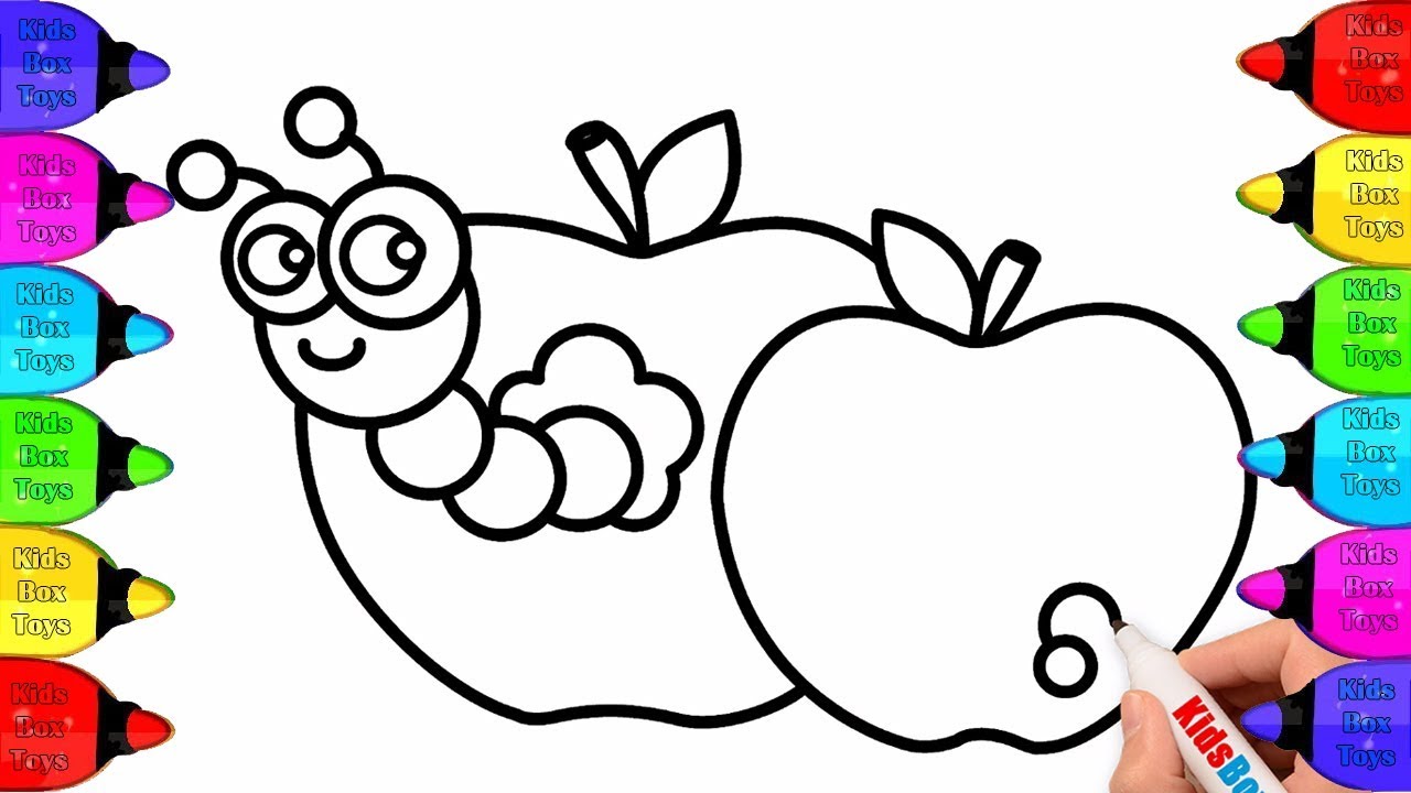 1280x720 Apple Caterpillar Drawing For Kids