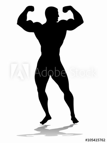 375x500 Silhouette Of Bodybuilder Vector Drawing