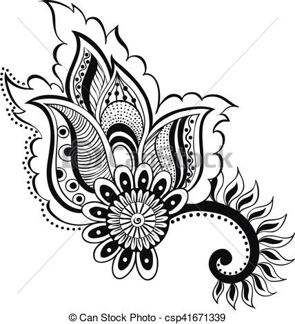 428x470 vector illustration doodle zentangle boho flower oriental