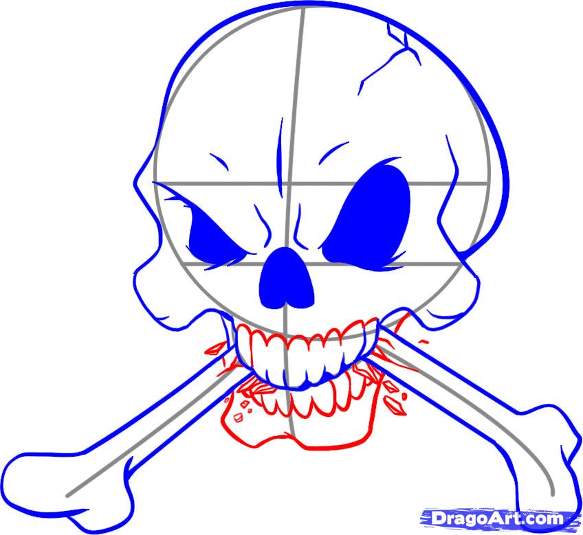 848x779 How To Draw Bones, Step