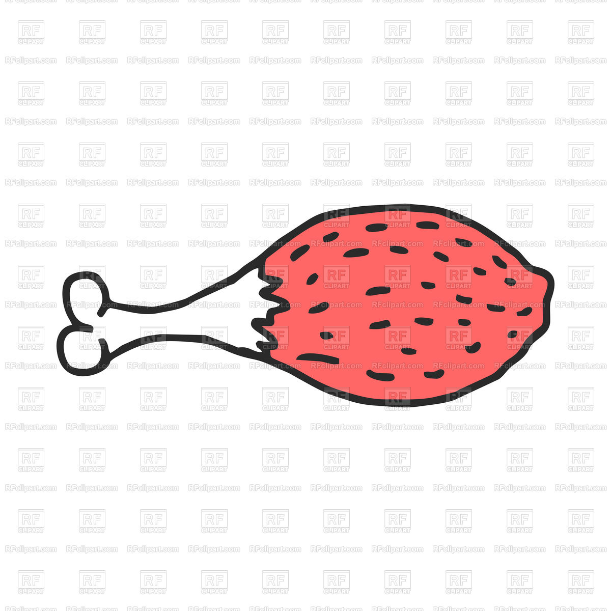 1200x1200 Meat On Bone Drawing Cartoon Style Vector Image Of Food