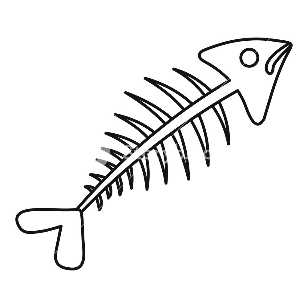 1000x1000 Fish Bone Icon Outline Illustration Of Fish Bone Vector Icon