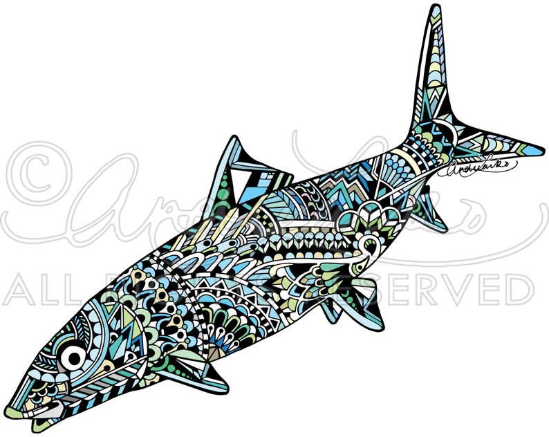 794x632 bonefish zentangle laminated vinyl decal etsy
