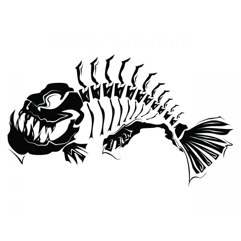 800x800 Fish Skeleton Modern Art Wall Tattoo Feature Wall Decal Vinyl