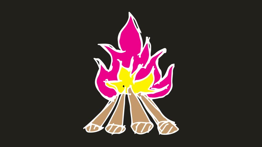 852x480 Kids Drawing Black Screen With Theme Of Bonfire