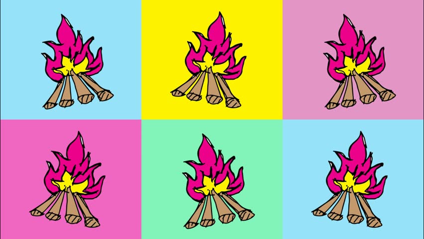 852x480 Kids Drawing Seamless Background With Theme Of Bonfire