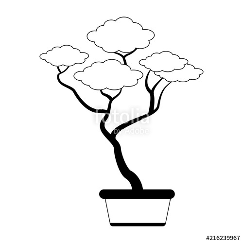 500x500 bonsai in pot vector illustration graphic design stock image