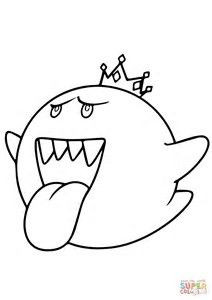 212x300 Lovely Mario King Boo Coloring Pages