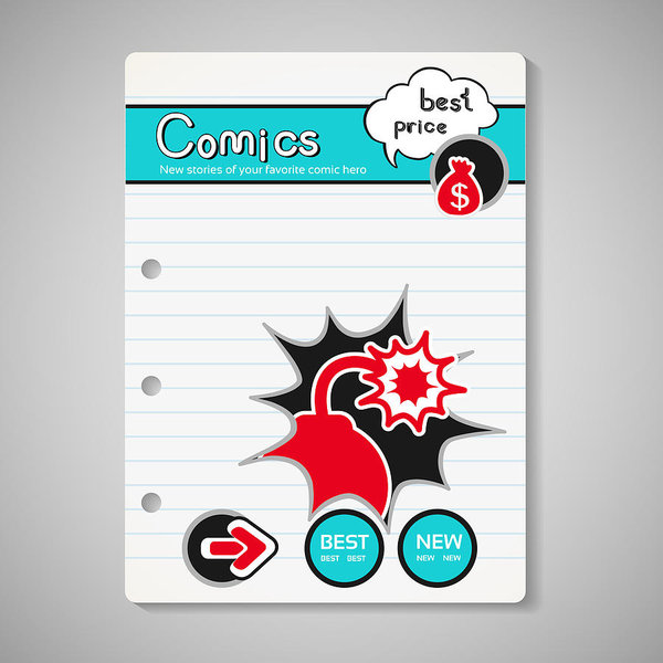 600x600 vector modern comics book cover, brochure, book, flyer