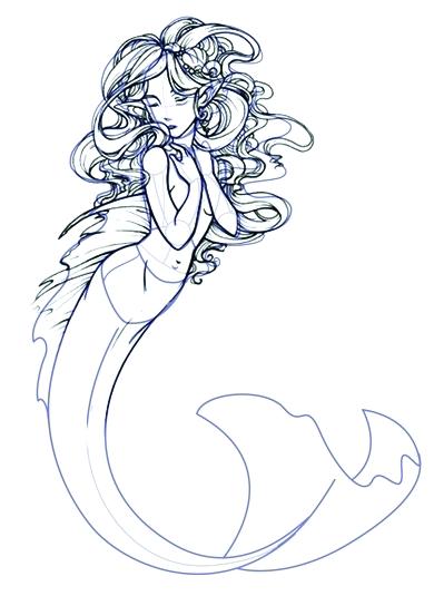 390x535 A Drawing Of A Mermaid Mermaid Drawings Com Drawing Mermaids Book