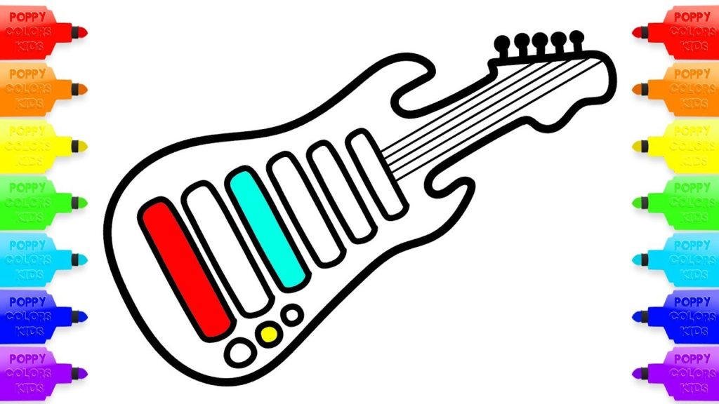 1024x576 Baby Toy Guitar Drawing Coloring Book For Kids How To Draw Musical
