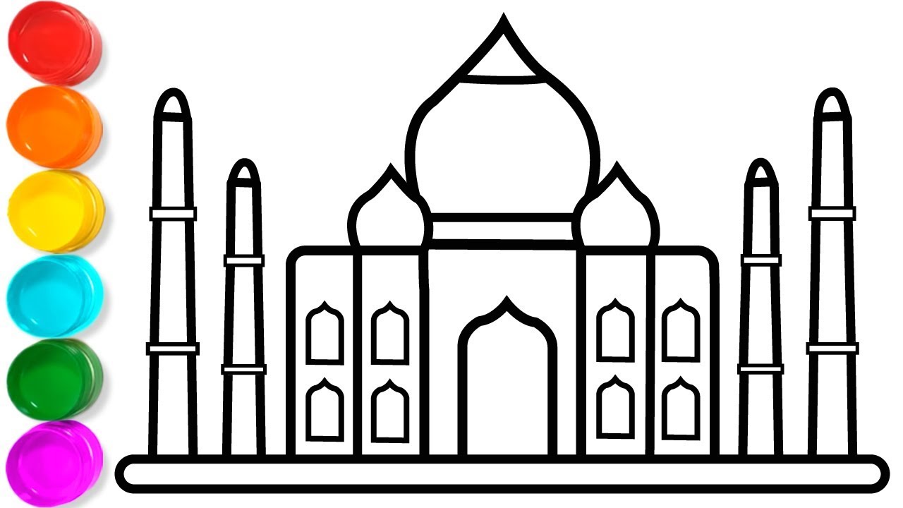 1280x720 how to draw taj mahal coloring pages for kids
