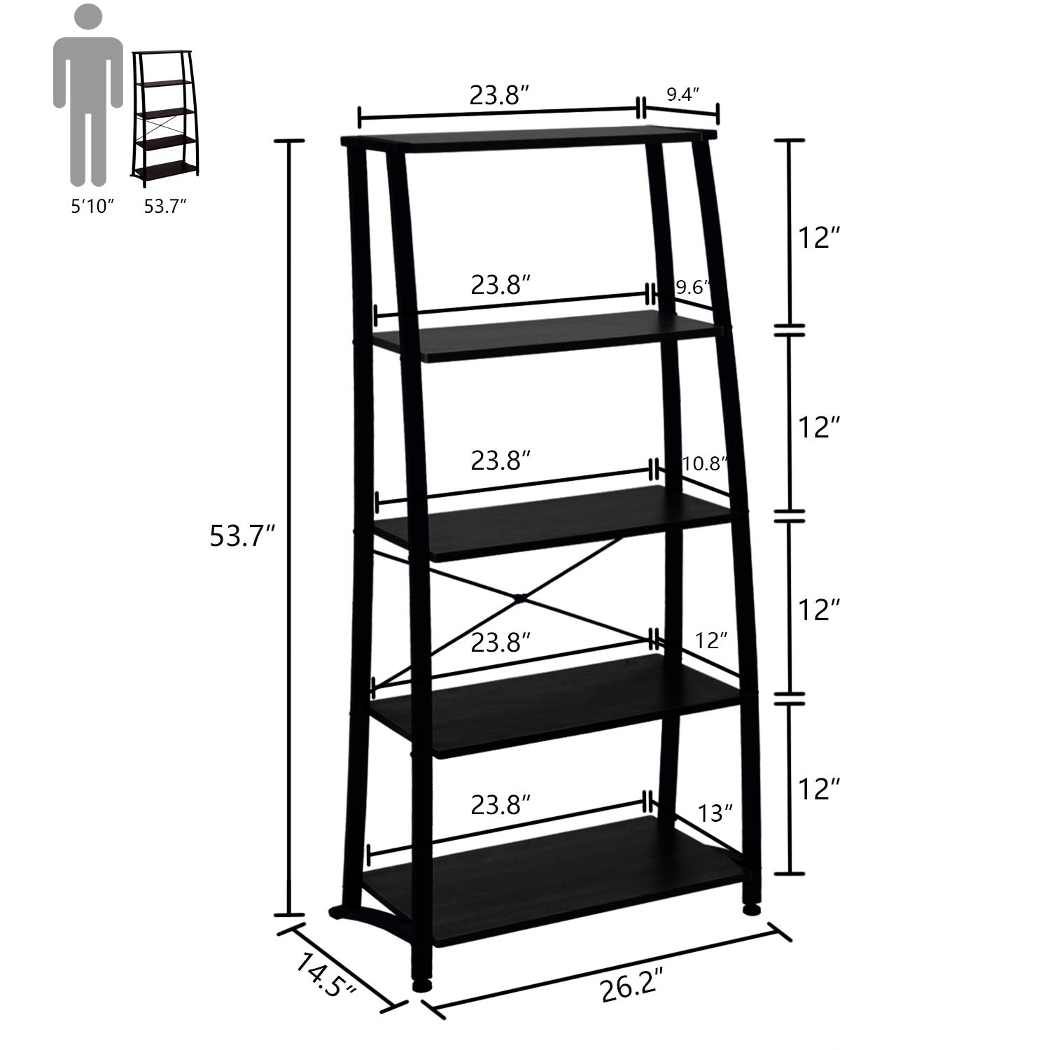1500x1500 Fivegiven Ladder Bookshelf Leaning Tall Shelf Modern