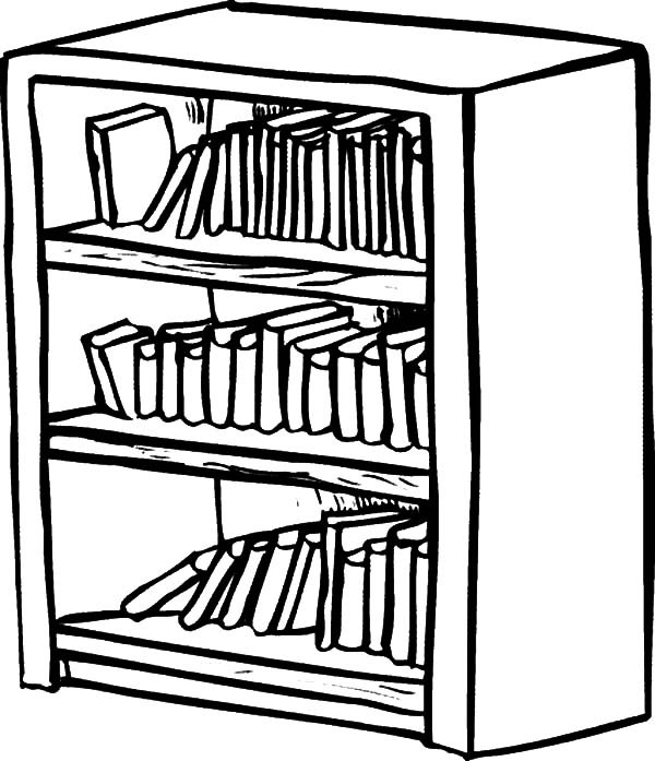600x697 Bookshelf Drawing Coloring
