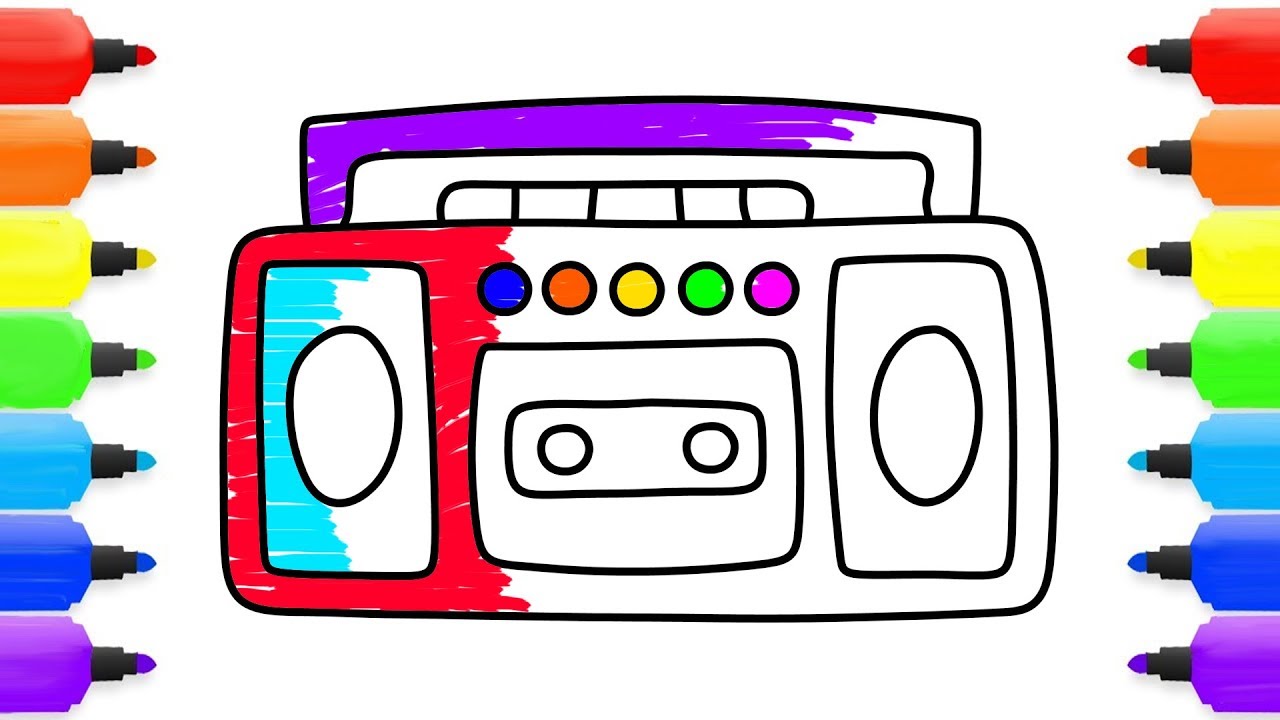 1280x720 How To Draw Cassette Tape Recorder, Coloring Pages Player