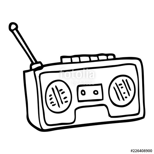 500x500 Black And White Cartoon Radio Player Stock Image And Royalty Free