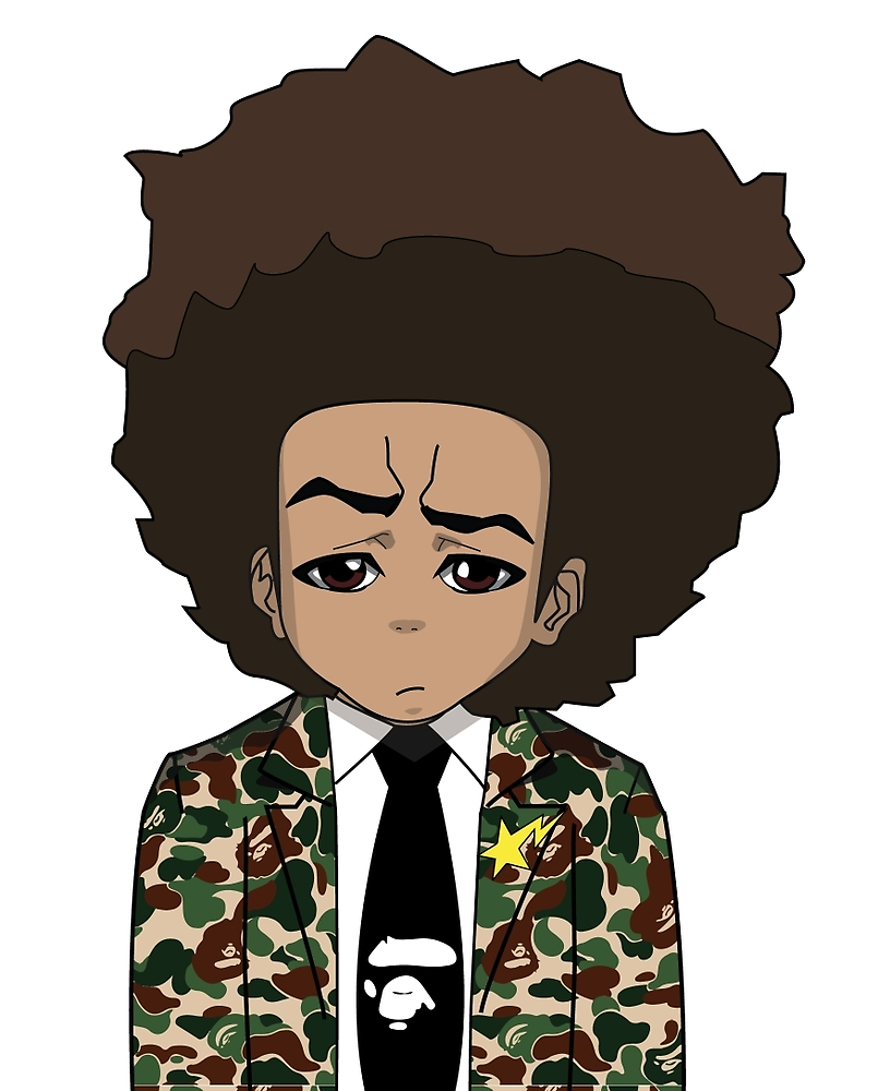 805x1000 huey freeman in bape anime in urban wear art, dope art, art