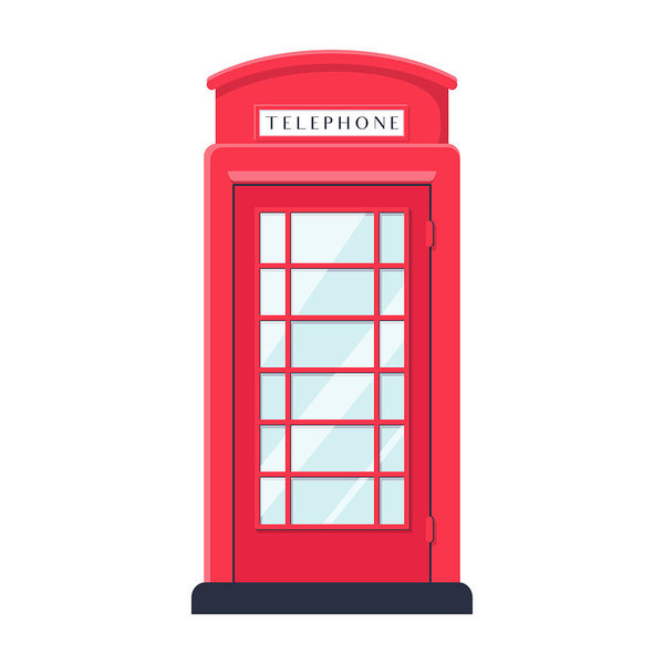 600x600 Realistic Flat Style Detailed Red London Street Phone Booth