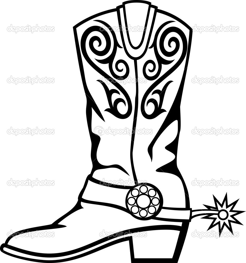 956x1023 Drawings Of Cowboy Boots Group With Items