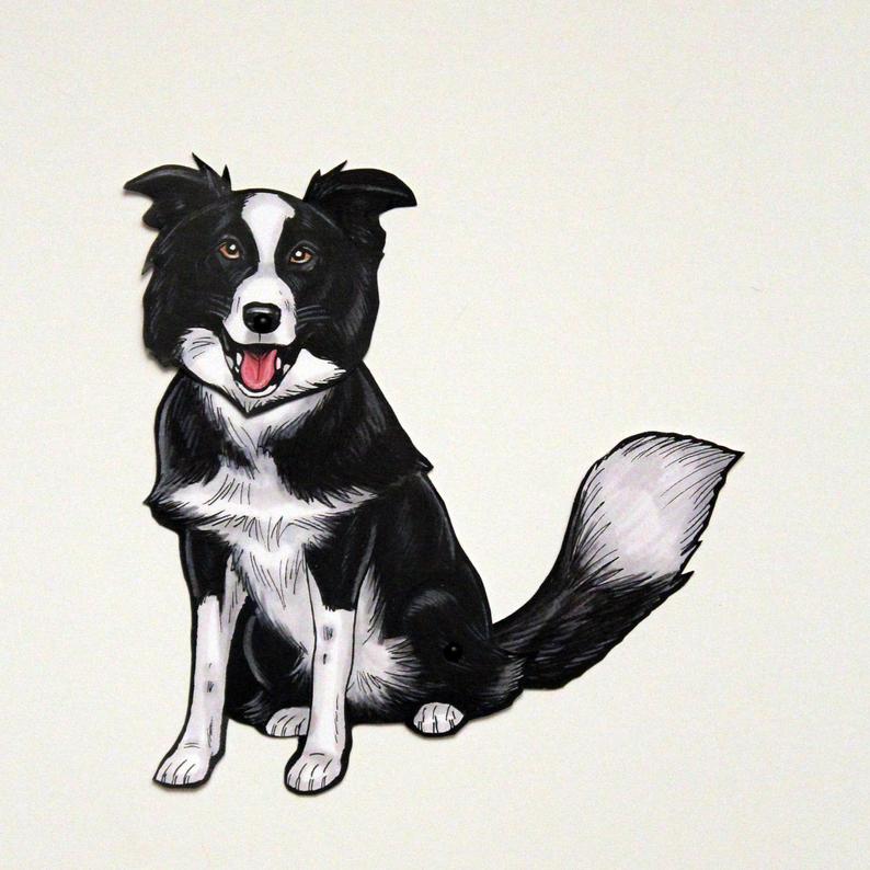 794x794 Border Collie Articulated Paper Doll Gift Tag Or Magnet Etsy