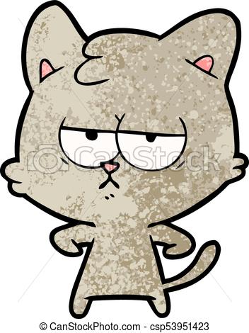 352x470 Bored Cartoon Cat Vector Illustration