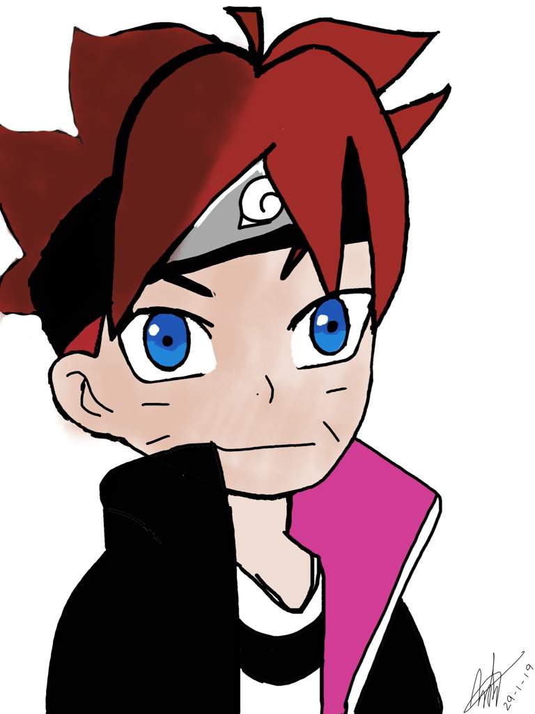 768x1024 Boruto With Red Hair!!! First Time Drawing On My Ipad Hope U Like