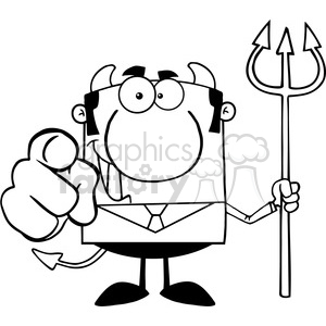 300x300 Clipart Of Smiling Devil Boss With A Trident And Hand Pointing