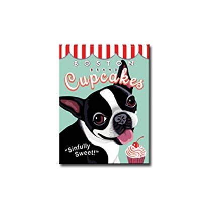 425x425 Boston Cupcakes Puppy Sweet Painting Black Canvas