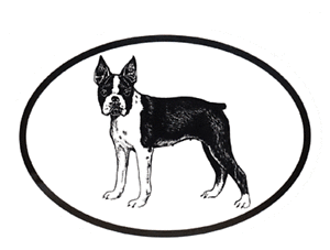 300x227 Dog Breed Oval Vinyl Car Decal Black White Sticker