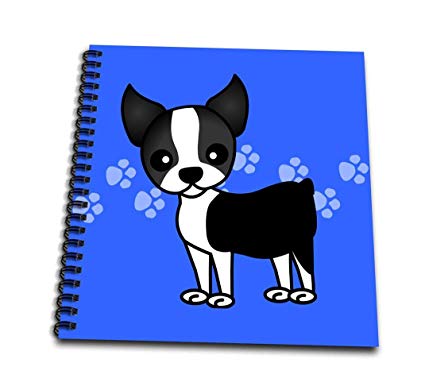 425x386 Cute Boston Terrier Blue Pawprint Background