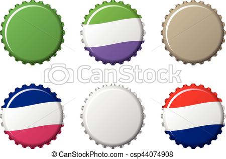 450x316 Bottle Caps In Difference Colors, Vector Illustration