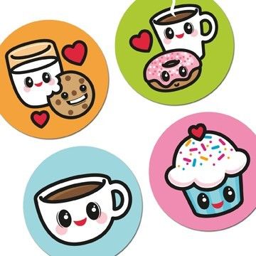 360x360 Digital Graphic Sheet Inch Round Kawaii Food Graphics