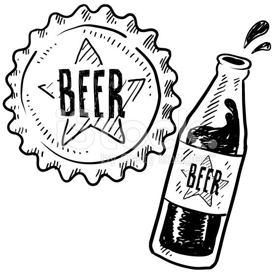 556x556 Doodle Style Beer Bottle And Cap Sketch In Vector Format