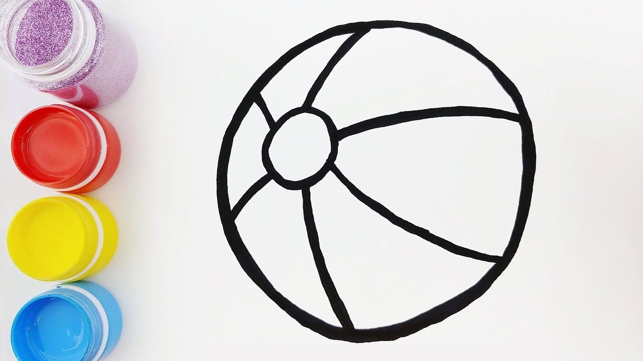 1280x720 How To Draw Beach Ball And Coloring With Glitter Learn Colors