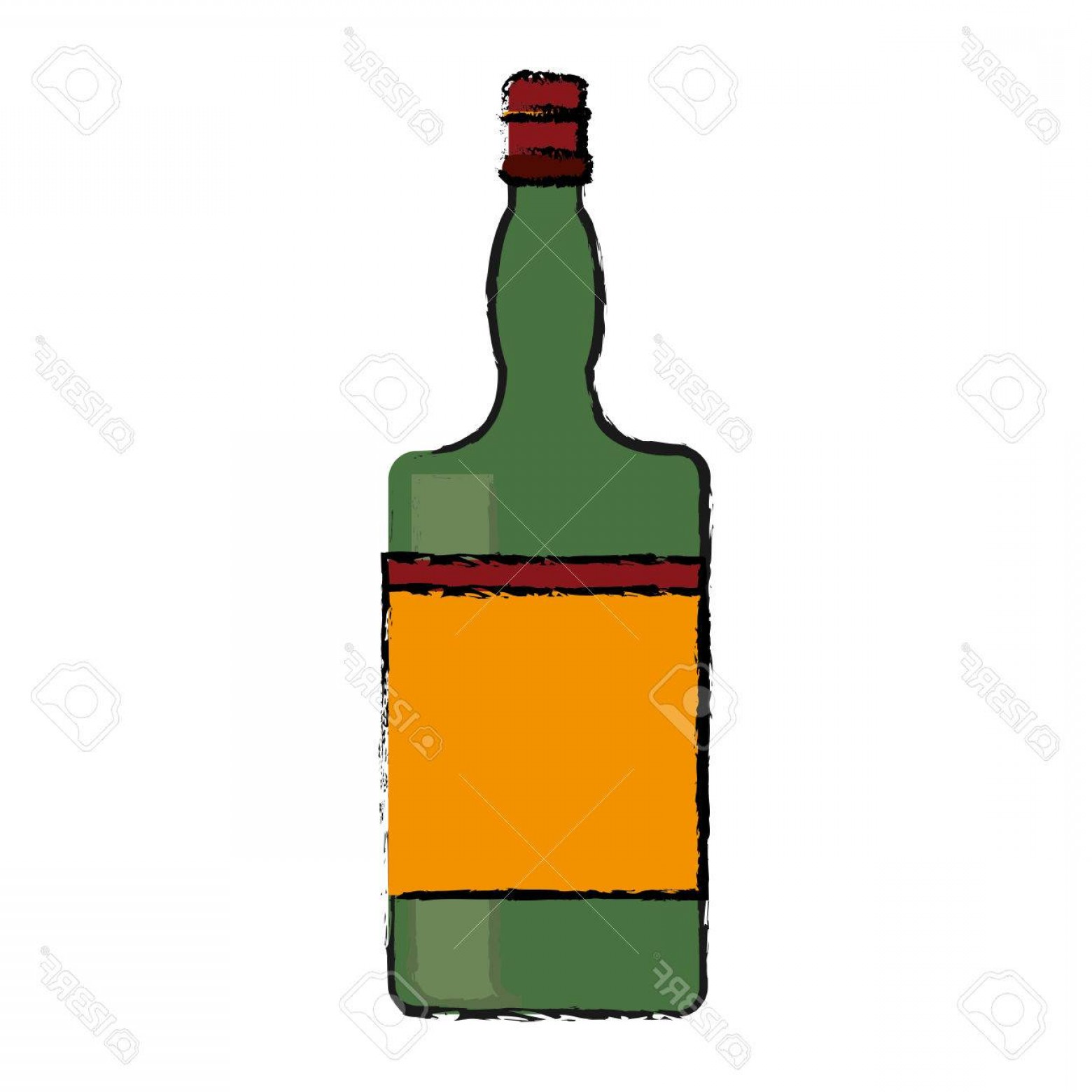 1560x1560 Photostock Vector Drawing Green Bottle Whiskey Expensive Liquor
