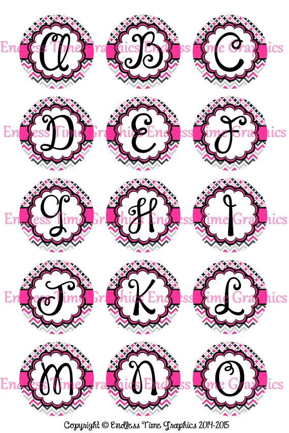 570x855 Alphabet Bottle Cap Images Digital Bottlecaps Hot Pink Chevron